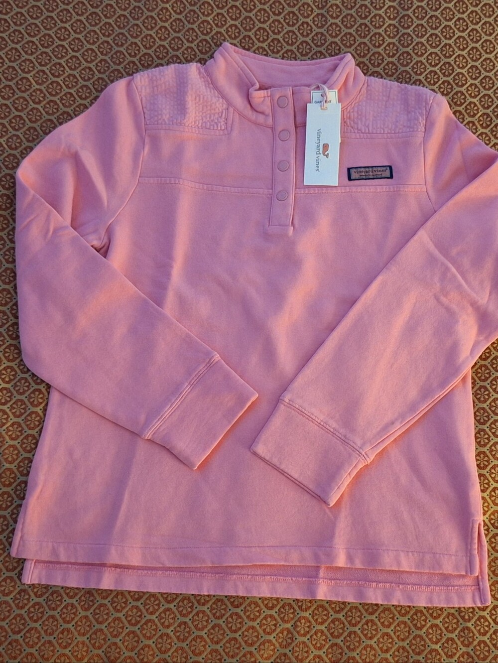Vineyard Vines Girls Light Pink Snap-Placket Pullover